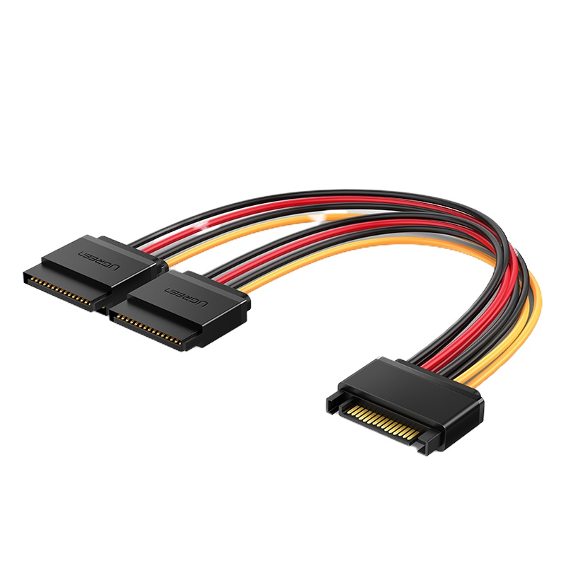 绿联(UGREEN)US283 sata线台式主机机箱15pin硬盘接口延长线一分二1分2转接线 (单位:根)