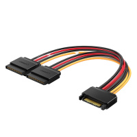 绿联(UGREEN)US283 sata线台式主机机箱15pin硬盘接口延长线一分二1分2转接线 (单位:根)