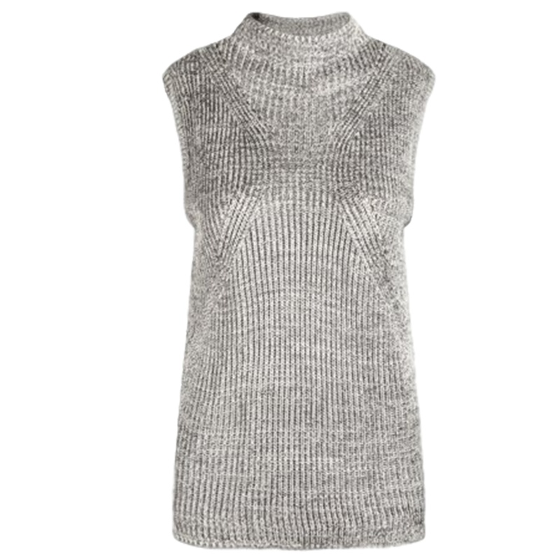 【福利款】拉夏贝尔女式甜美透气无袖 绣花纯色针织毛衣