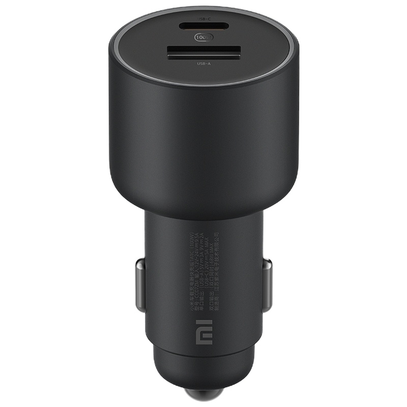 小米车载充电器快充版1A1C 100W 炫彩灯效支持5A大电流双口输出智能设备全兼容