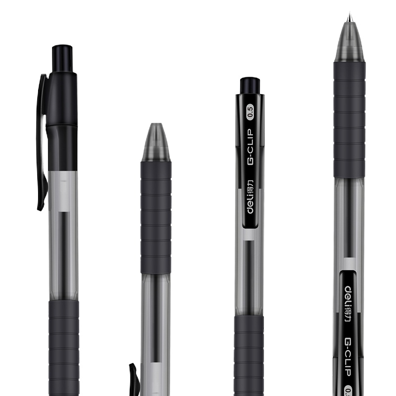 得力(deli)0.5mm按动中性笔水笔签字笔 黑色12支/盒S06