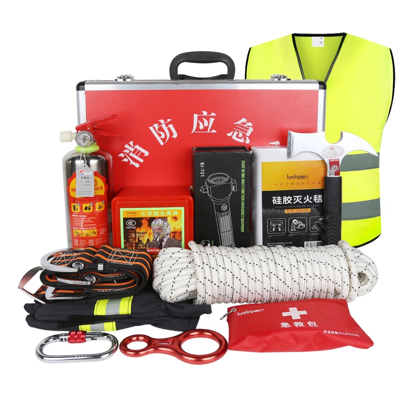 趣行 消防应急包套装 3C系列商用消防检查微型消防站配置高层火灾救援逃生套装 13件套