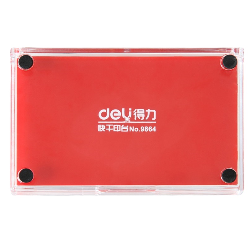 得力(deli) 9864 137*88mm方形快干印台/印泥/速干印台/财务用品/红色 单位:个 (10个起发)