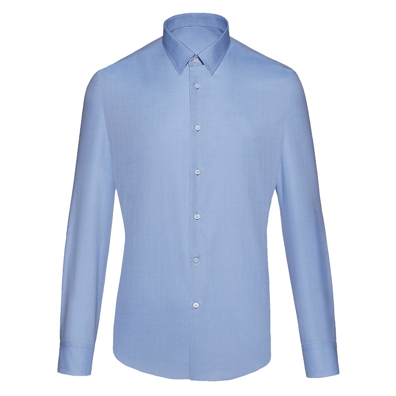 码尚定制MatchU四季棉免烫衬衫 购买后会发送量体短信链接 2020春秋新款全棉男士商务长袖衬衫 白底浅蓝条