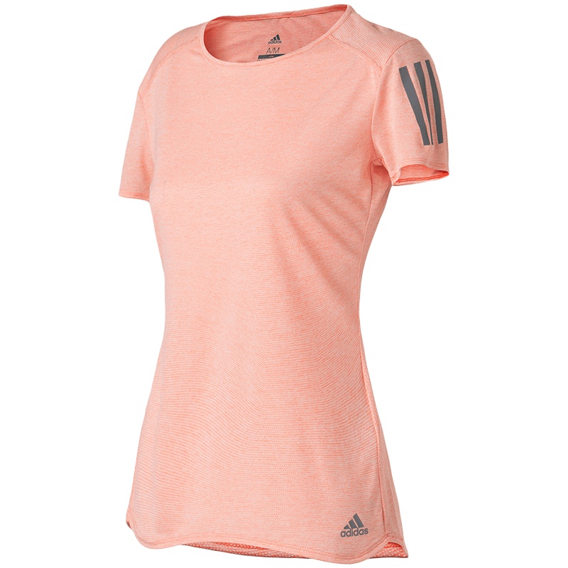 【自营】adidas阿迪达斯女子短袖T恤跑步透气休闲运动服CW3313 L CW3313牛奶珊瑚粉S18+染色麻灰