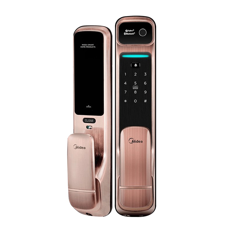 美的(Midea)全自动智能指纹锁 推拉式开门app远程管理密码划卡家用电子锁 BF500(包上门安装+三年保修)