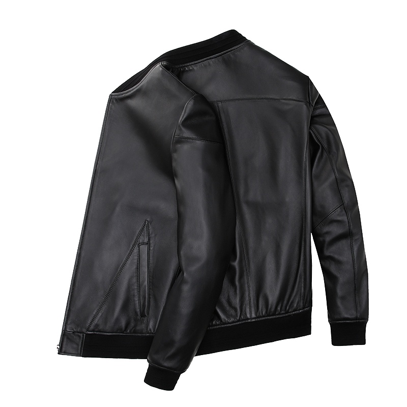 恒源祥男士皮衣2020新款棒球领真皮皮衣男时尚帅气绵羊皮皮外套