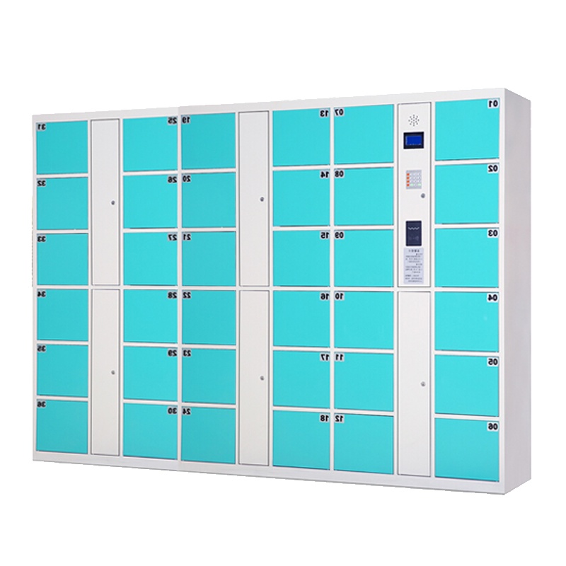 欧宝美电子存包柜储物柜商场超市寄存柜三十六门条形码果绿色