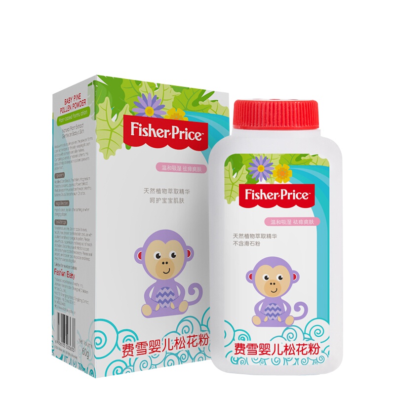 费雪（Fisher Price）婴幼儿松花粉（不含滑石粉）爽身祛痱粉60g