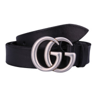 Gucci 古驰 男士黑色牛皮双G板扣腰带 414516-CVE0N-1000 黑色 105CM