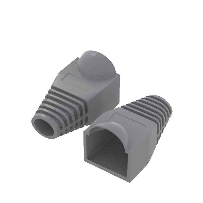 千天(QANTOP)水晶头保护套内径6mm超五类5类网线RJ45电脑网络护套50个装灰色QT-HT607