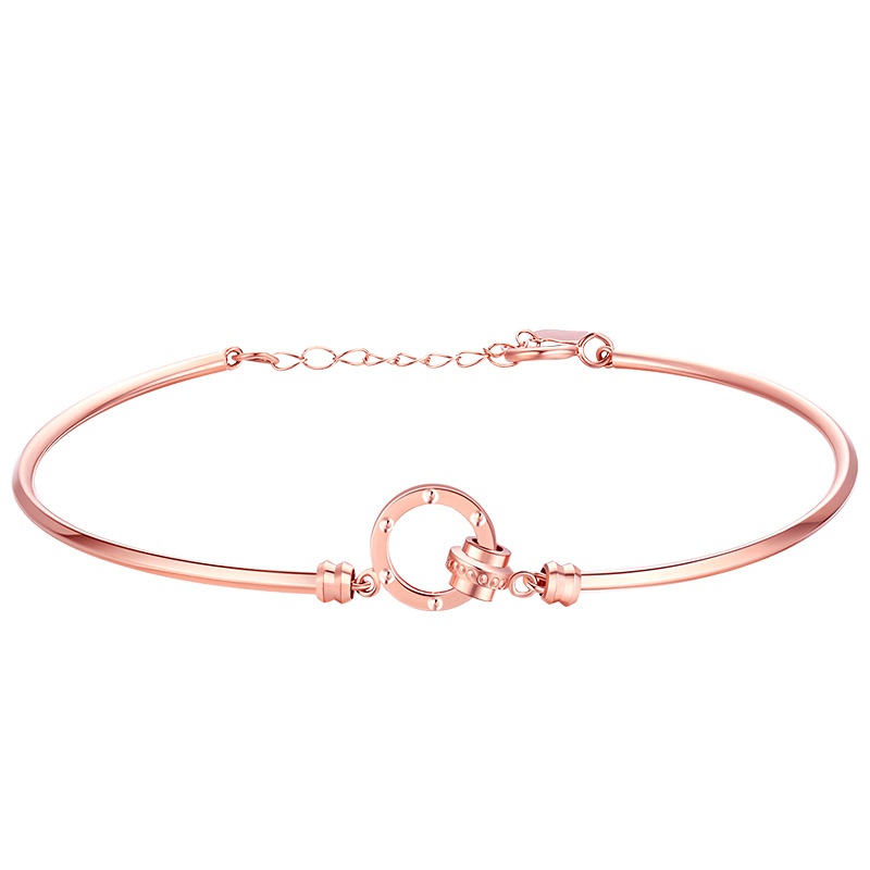 佰色传情(BRIR)轻奢精品18K金双环手镯女正品玫瑰金手链可调彩金年轻款镯子潮流韩版时尚百搭手饰品送女友闺蜜礼物