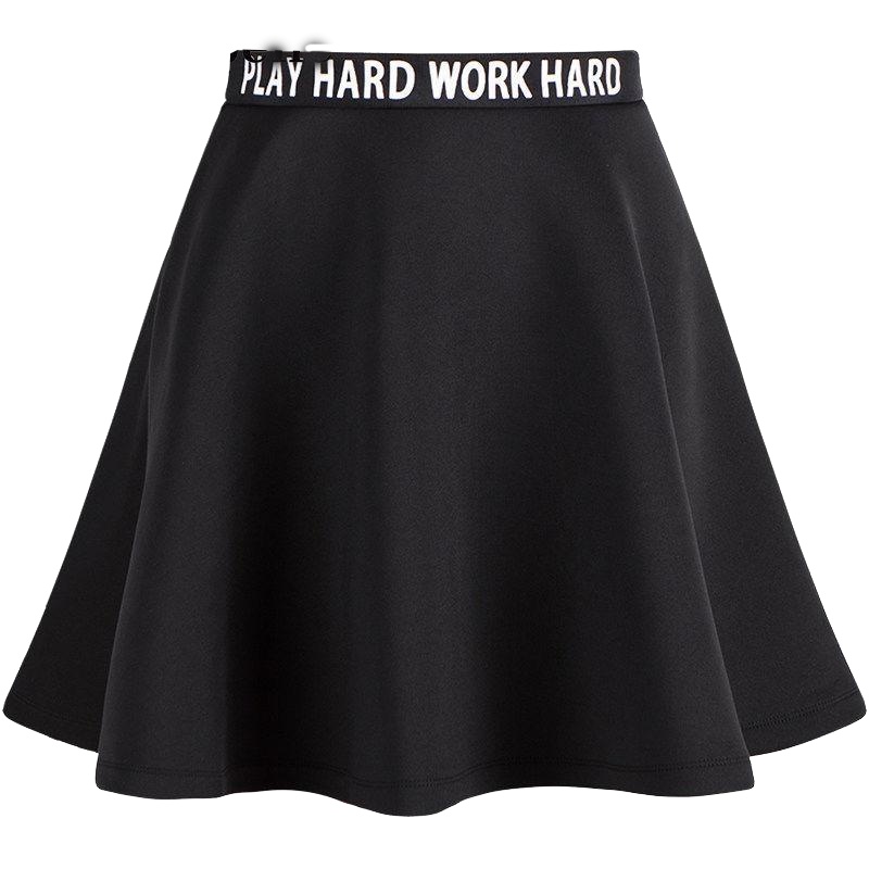 拉夏贝尔Candie's秋装新显瘦韩版纯色字母印花A字短裙女30071032