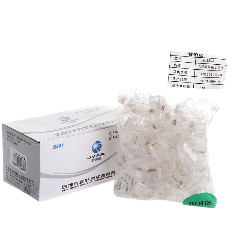 (DT)CHOSERL 秋叶原 100只/盒 六类网络 水晶头 Q991(单位:盒)