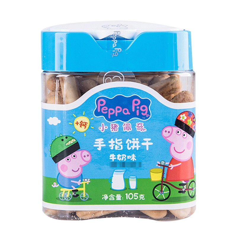 小猪佩奇PeppaPig手指饼干牛奶味105g 罐装 儿童零食
