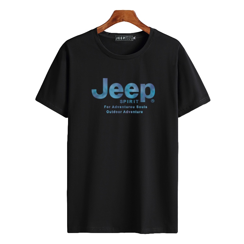 JEEP吉普短袖T恤男2021夏季新款时尚印花大码圆领休闲上衣潮体恤