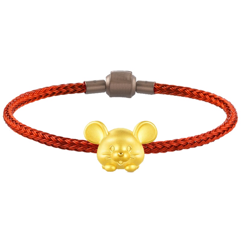 佐喜佑福 黄金足金Charme串珠系列生肖鼠金重约1.50g ZXSXSYFA101e