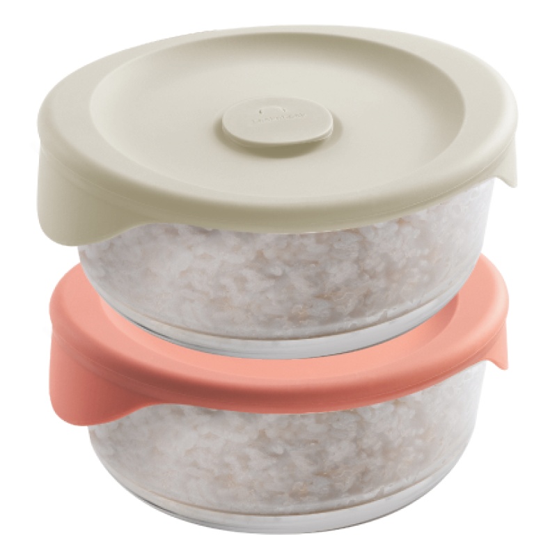 乐扣乐扣LOCK&LOCK 玻璃保鲜盒 微波炉加热饭盒便当盒硅胶盖两件套 450ml*2 LLG504S2IP