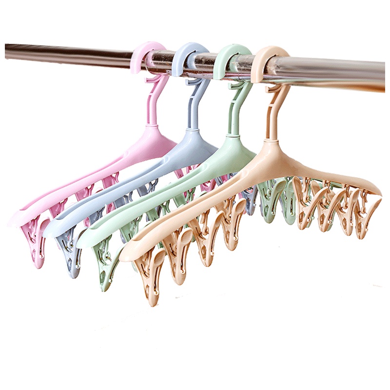 邦禾 防风衣架 夹子衣撑 儿童成人通用8夹晾衣架毛巾袜子晾晒架