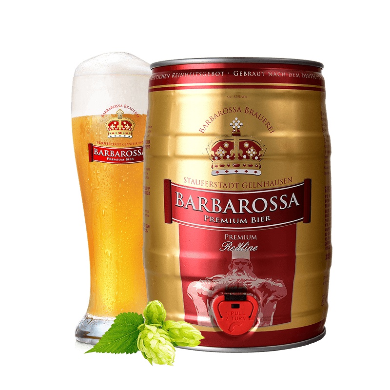 德国进口 凯尔特人(Barbarossa)红啤酒5L桶 大桶装