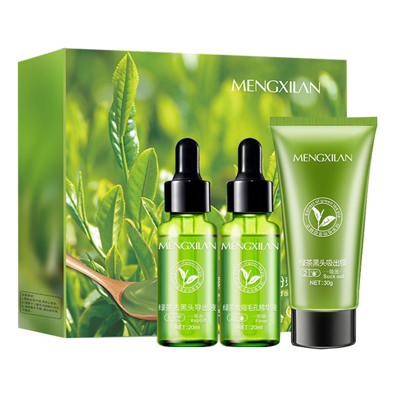 梦希蓝绿吸黑头粉刺套装撕拉式面膜清洁收缩毛孔减少黑头导出液鼻膜