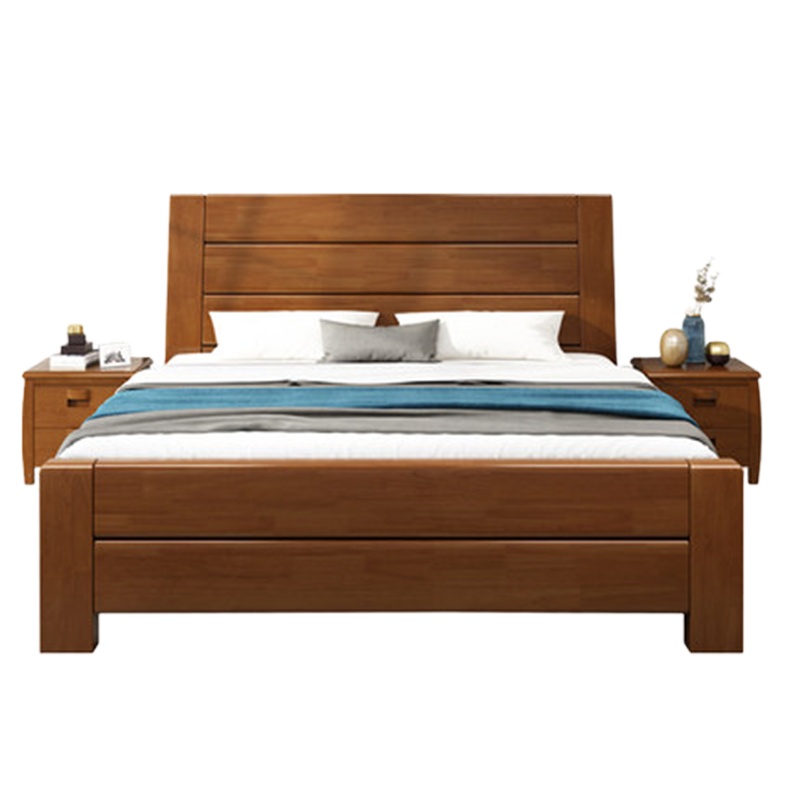 天惠子 床 木质实木床橡胶木床1.8米儿童床1.5m1.35米小户型单人储物床现代中式1.2m1米双人床工厂直销床经济