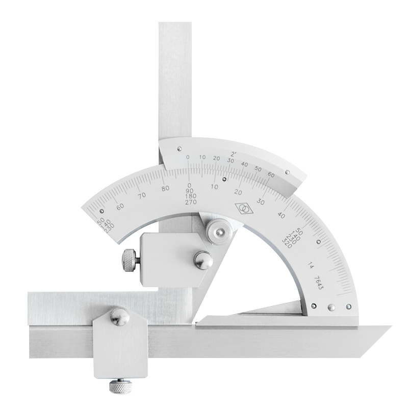哈量连环万能角度尺0-320°_0.02mm 优质碳钢 表面镀铬 整体热处理 量面淬硬 耐磨 耐腐蚀