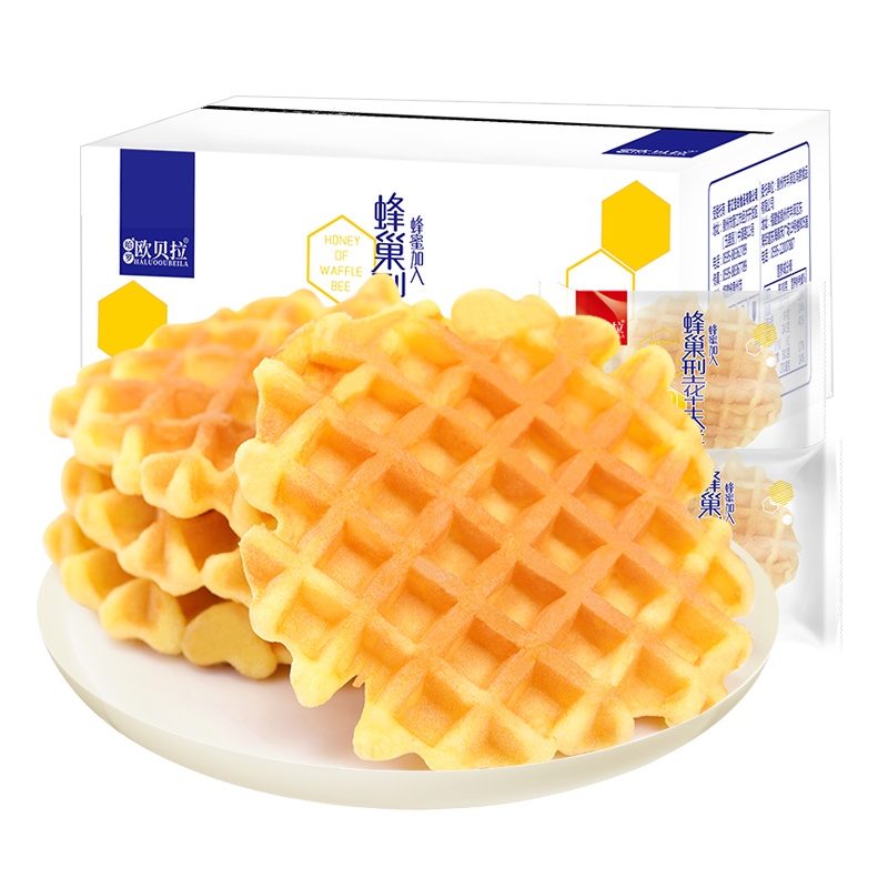 [第二件减2元]欧贝拉 西式糕点 蛋糕 软格蜂巢华夫饼400g整箱营养学生软面包早餐食品休闲手撕蛋糕网红小吃零食