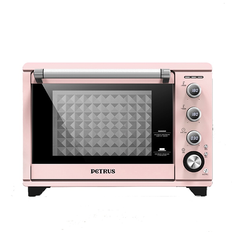 柏翠（petrus）PE3040电烤箱 38L家用多功能烘焙 大容量 热风循环 双层玻璃 少女粉