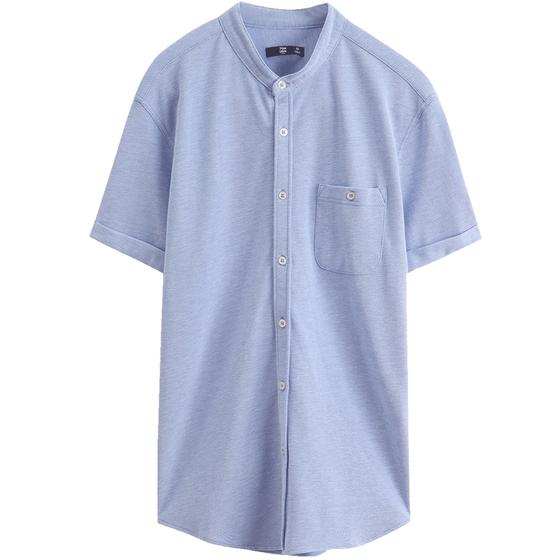 唐狮夏装新款衬衫 男素色基本款休闲短袖衬衫