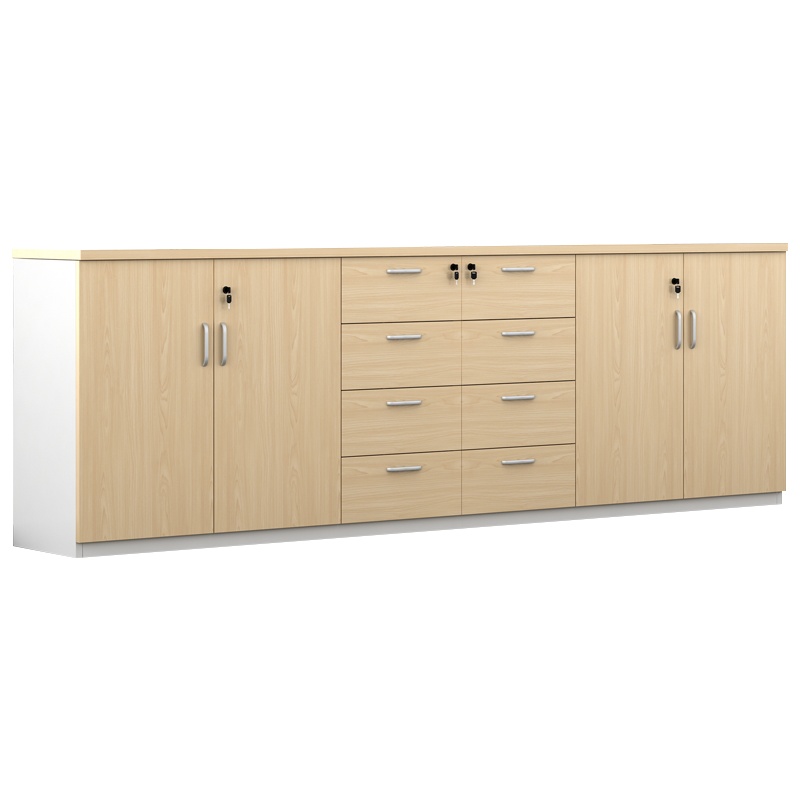 汉诺鑫威办公室文件柜矮柜储物柜木质办公柜子带锁书柜资料柜收纳柜茶水柜[工厂现做 7天内发货]