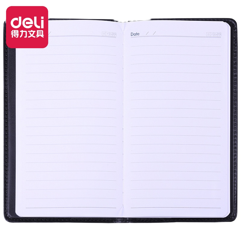 得力(deli) 48K皮面笔记本 7903 黑 10本装