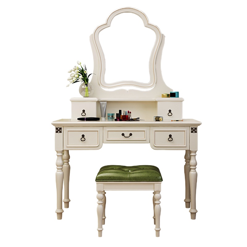 格思顿家具 美式梳妆台 卧室化妆桌小户型欧式梳妆桌 木质多功能收纳柜一体实木妆台带镜子