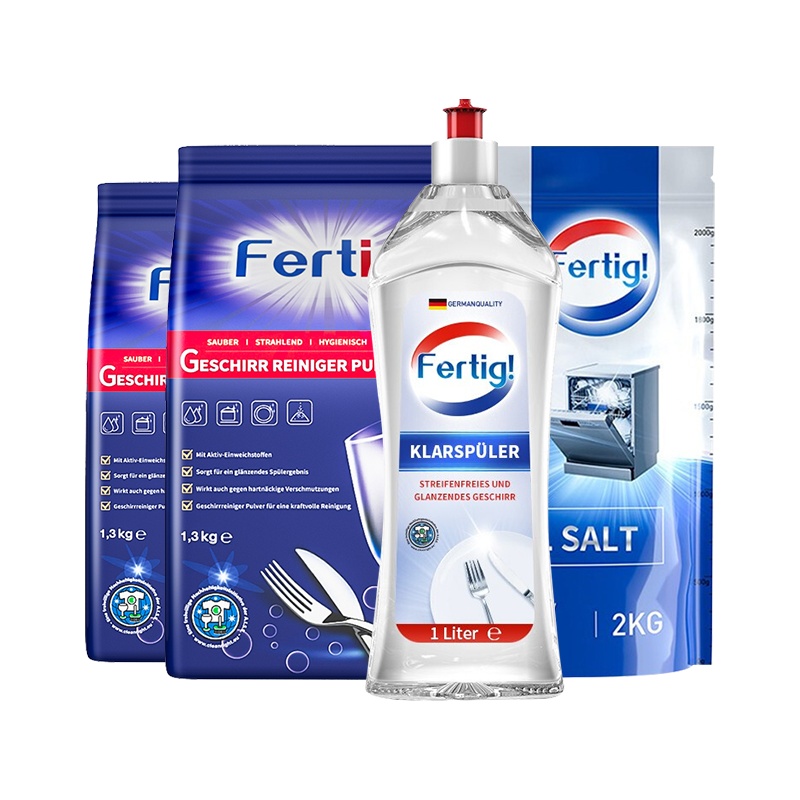 菲尼西(Fertig) 德国进口洗碗粉洗碗机半年度套餐(洗碗粉1.3kg*3+洗碗盐500g*6+光亮剂500ml*3)