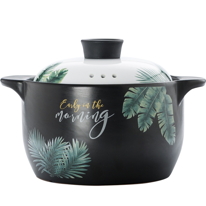 富昱景 陶瓷耐热砂锅炖锅 家用健康煲 煲汤养生煲 明火家用燃气汤锅3.5L热带风情