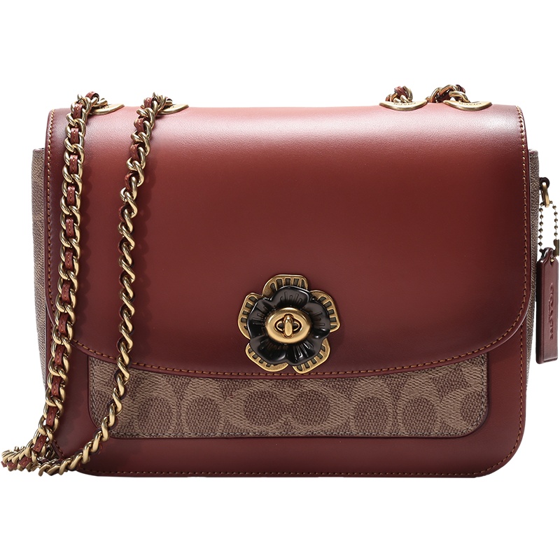 COACH 蔻驰 女士 专柜款MADISON系列涂层帆布配皮山茶花手提单肩斜挎包 C0827