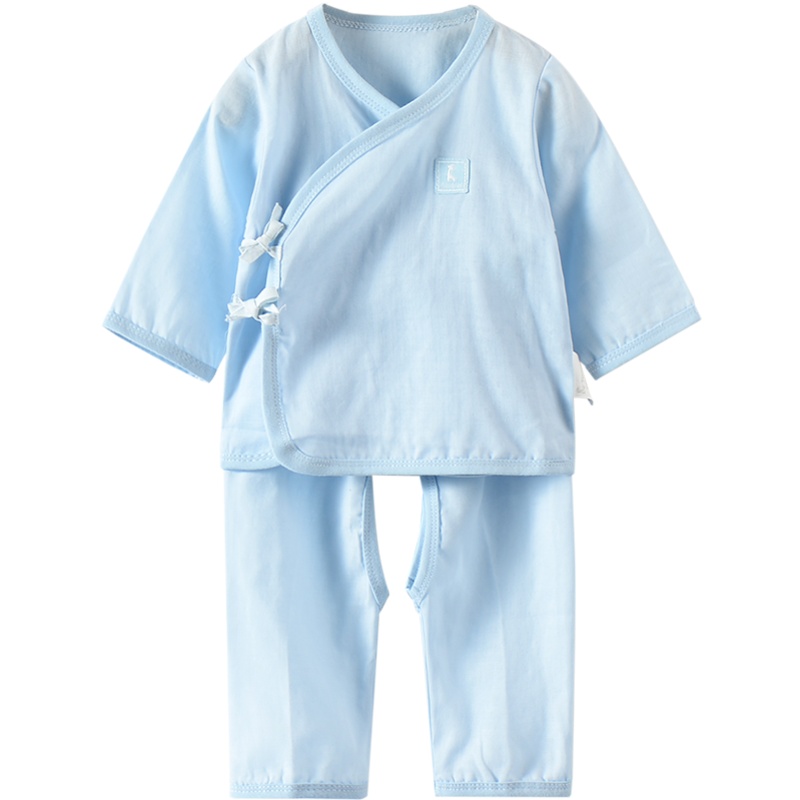 童泰(TONGTAI)夏季衣服0-3月新生儿纯棉纱布套装婴儿和服开裆套装