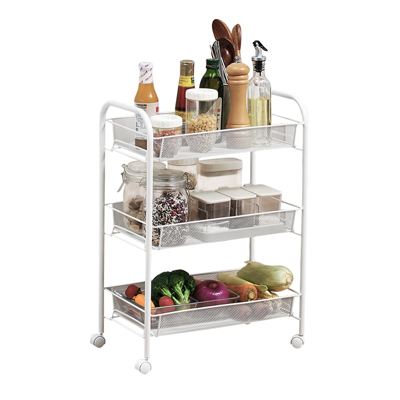 炊大皇厨房置物架落地桌面双多层收纳架调味料架网篮推车CA03WL