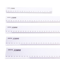 宝克ru2020尺子直尺学习办公文具学生尺20cm透明塑料直尺画图 耐磨塑料尺3把