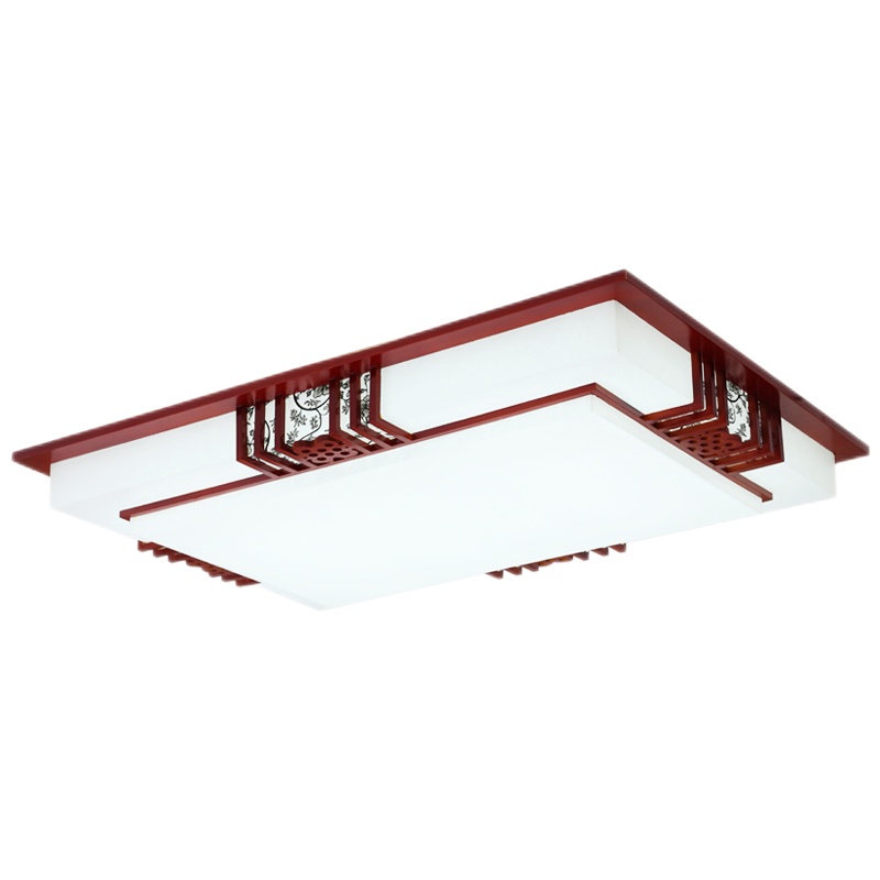led中式吸顶灯中国风客厅灯长方形实木仿古灯具家用卧室灯羊皮灯