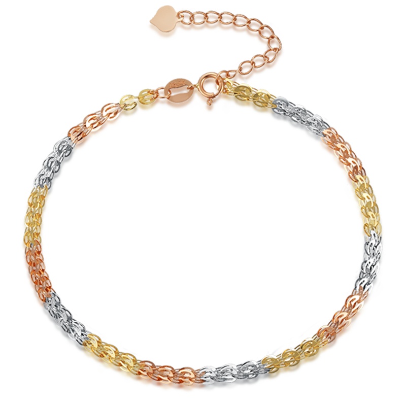 Ryual 18K金手链 彩金三色手链 K金女士凤尾手链黄金女款计价款送恋人女友