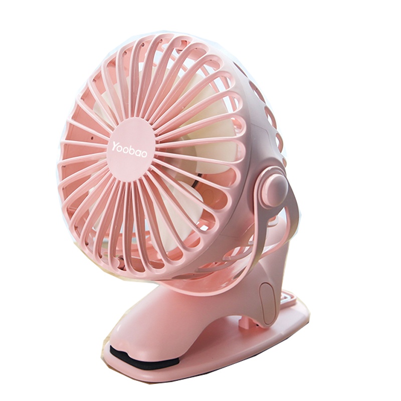 羽博(YOOBAO)可充电小风扇学生桌面夹扇床上便携静音办公室风扇F04[大风静音+可吹9小时+2500毫安]樱花粉