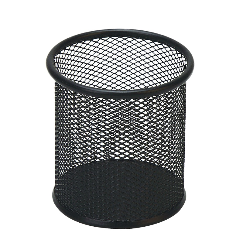 齐心 B2259 耐用铁网圆笔筒 黑色