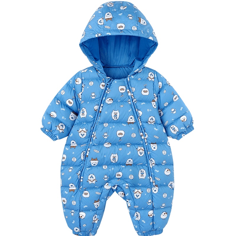 英氏婴儿连帽羽绒连体衣可爱保暖哈衣 2020冬季新款