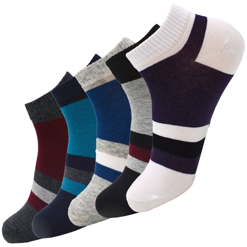 浪莎船袜男新款夏季隐形浅口低帮薄款精梳棉休闲短袜5双装 均码