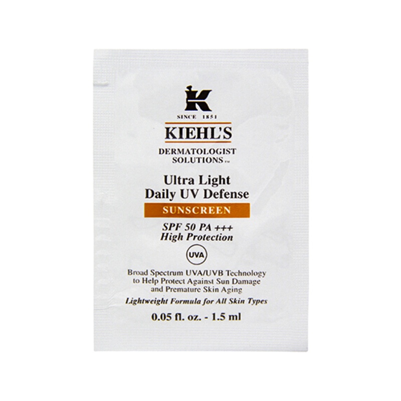 科颜氏KIehl''s清爽防晒隔离乳液 SPF50+++ 片装1.5ml*10 或 管装5ml*3