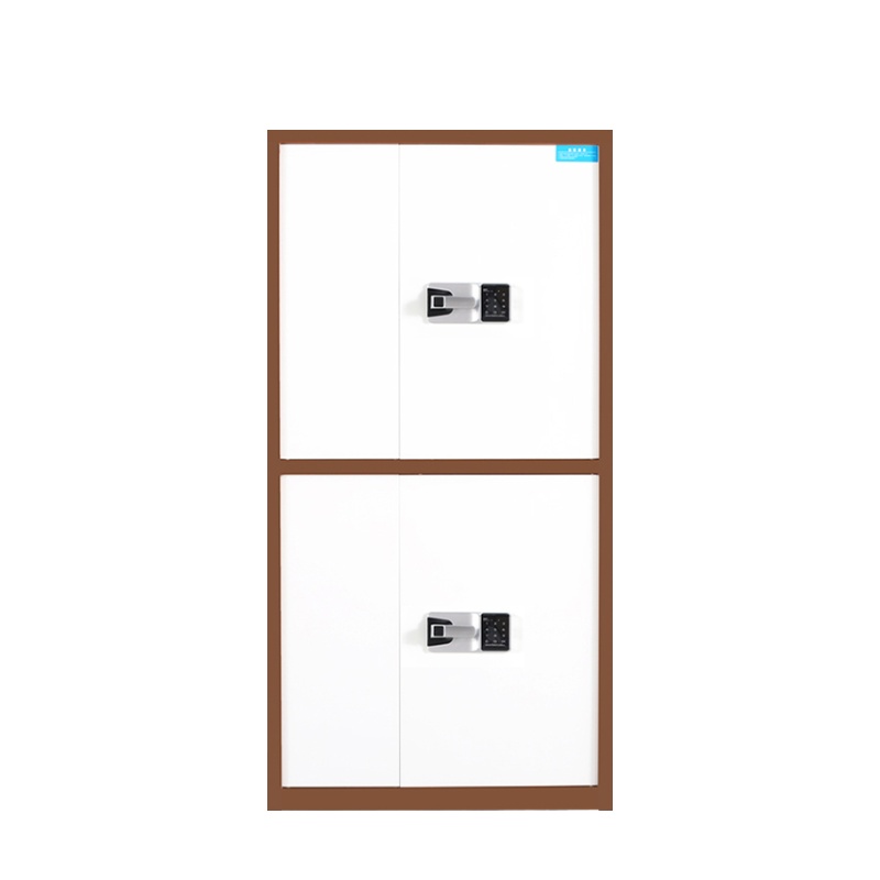 永格保密柜文件柜双保险铁皮柜办公柜电子密码锁档案柜国宝锁通双节啡白框带暗抽