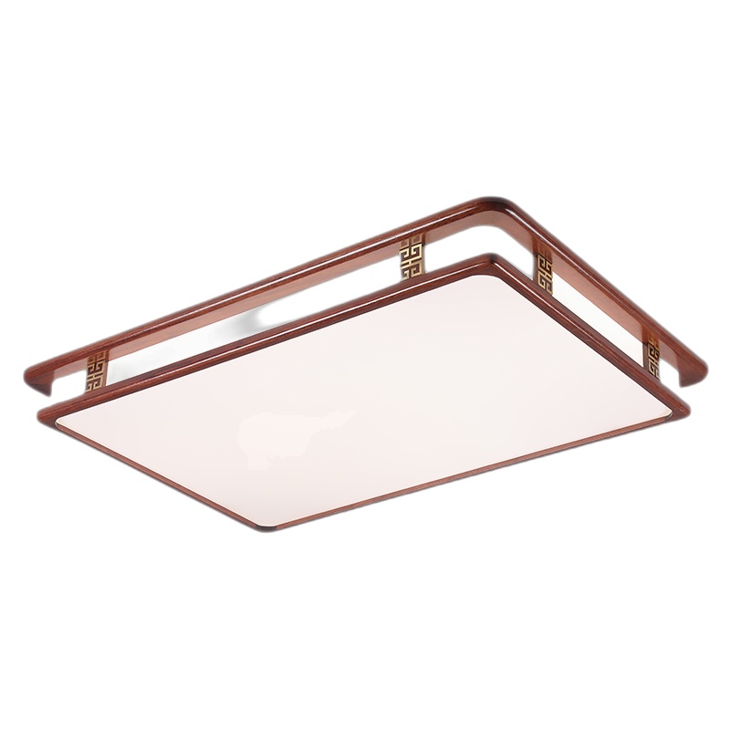 新中式客厅灯吸顶灯仿古金丝檀实木长方形家用餐厅卧室灯具中国风