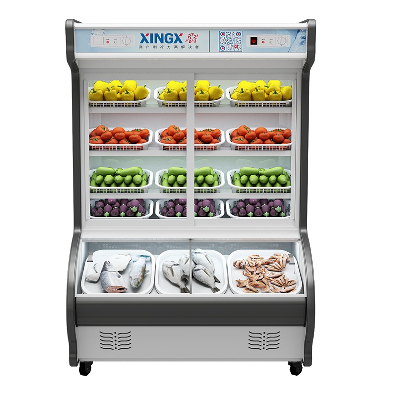 星星(XINGX) 660升 商用展示柜 麻辣烫点菜柜 冷藏保鲜软冷冻 推拉门双温生鲜保鲜(灰色)LCD-660Y