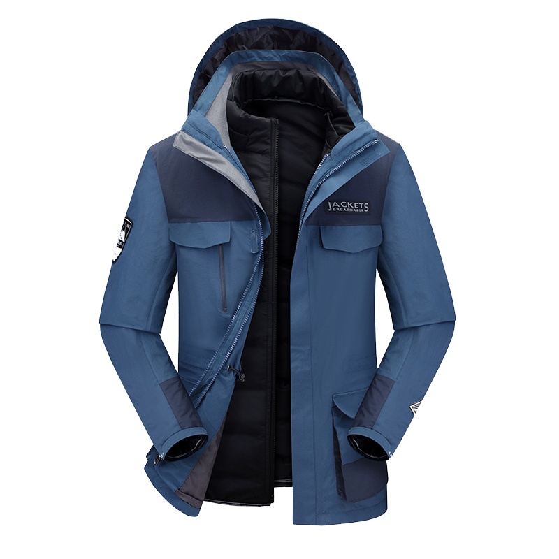 富贵鸟(FUGUINIAO)情侣新款2021户外潮牌防水男三合一可拆卸羽绒内胆两件套女冲